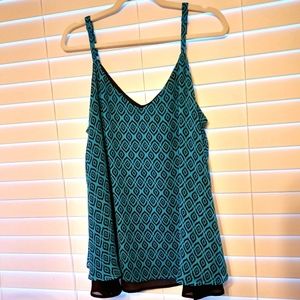 Torrid Sophie Layered Swing Cami 2 2x plus size blouse top geo ikat print